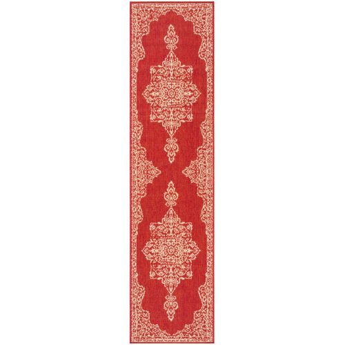 Tapis Maison De Plage 61 X 244 Cm Médaillon Tropea Rouge