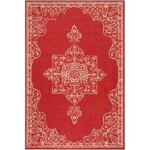 Tapis Maison De Plage 122 X 183 Cm Médaillon Tropea Rouge