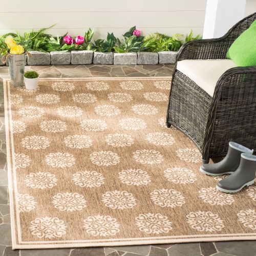 Tapis Maison De Plage 122 X 183 Cm Petit Médaillon Sorelle Beige