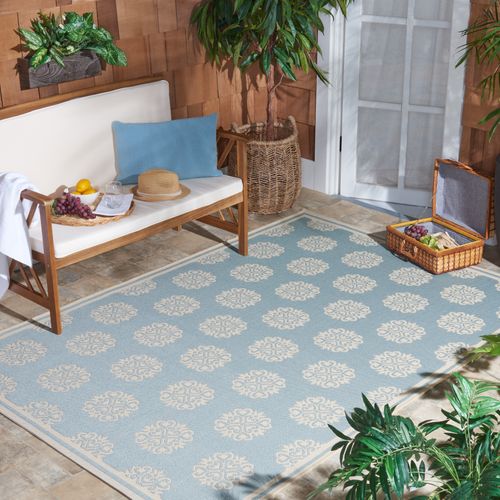 Tapis Maison De Plage 122 X 183 Cm Petit Médaillon Sorelle Bleu/neutre