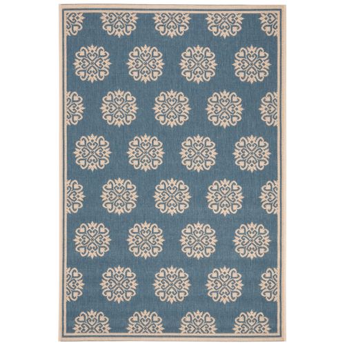 Tapis Maison De Plage 79 X 152 Cm Petit Médaillon Sorelle Bleu