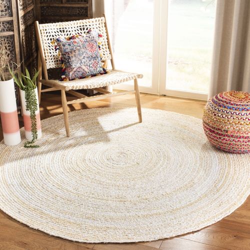 Tapis Braided 122 X 122 Cm Chalet De Campagne Jessamy Beige