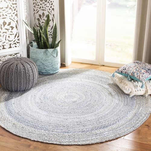 Tapis Braided 183 X 183 Cm Chalet De Campagne Jovie Gris Clair