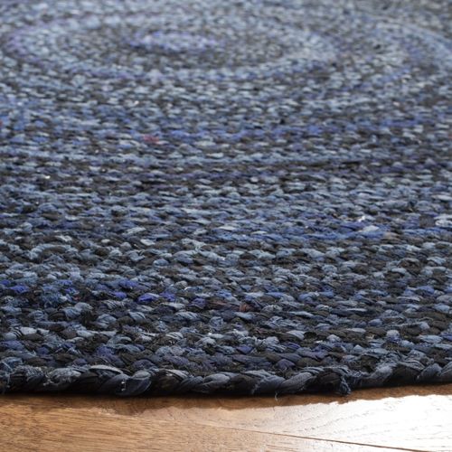Tapis Braided 122 X 122 Cm Chalet De Campagne Lilou Bleu Marine
