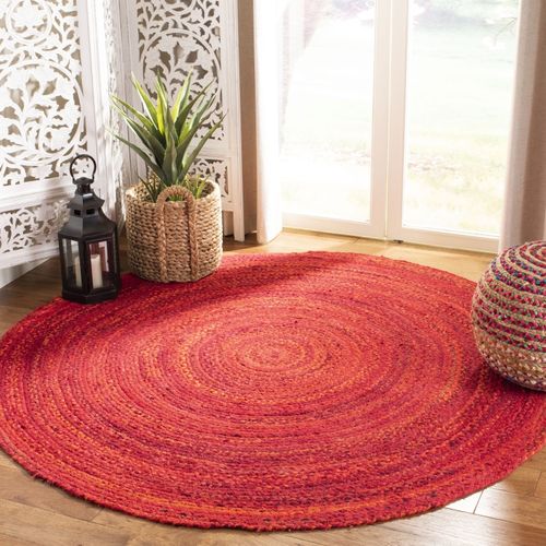 Tapis Braided 122 X 122 Cm Chalet De Campagne Nixie Rouge