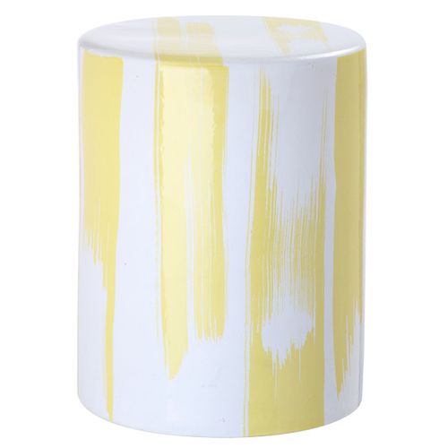 Tabouret De Jardin Modena Jaune/blanc Ceramique 33 X 33 X 43 Cm
