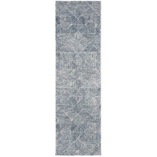 Tapis Abstrait 69 X 244 Cm Moderne Azure Bleu / Ivoire