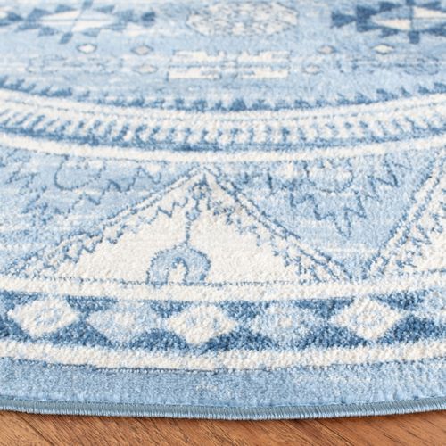 Tapis Rond Kazak 201 X 201 Cm Traditionnel Kara Bleu/gris