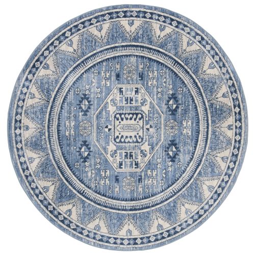 Tapis Rond Kazak 201 X 201 Cm Traditionnel Kara Bleu/gris