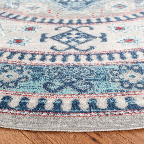 Tapis Rond Kazak 201 X 201 Cm Traditionnel Kathryn Gris/bleu