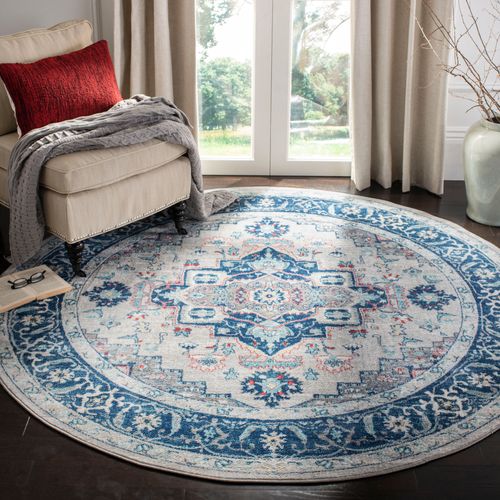 Tapis Rond Brentwood 201 X 201 Cm De Transition Saoirse Bleu
