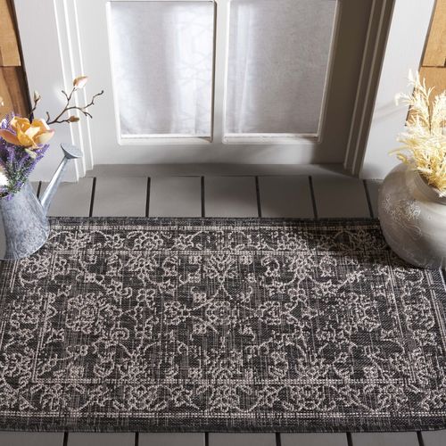 Tapis Courtyard 61 X 109 Cm Géométrique Rosalie Noir / Ivoire