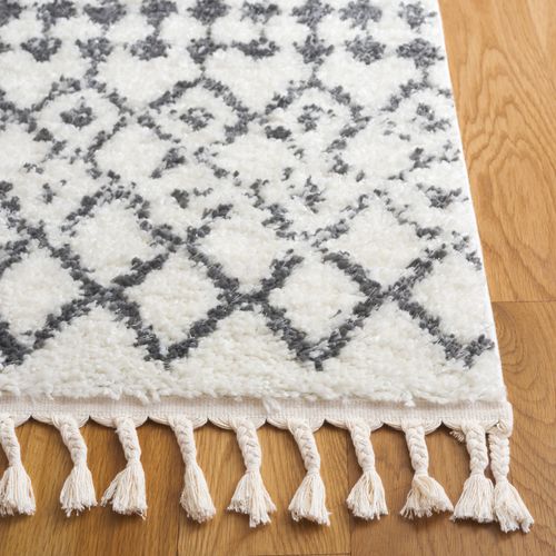 Tapis Shag à Franges Berbère 122 X 183 Cm Shag Larache Gris