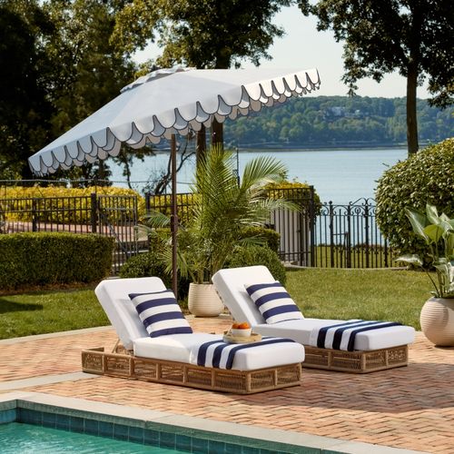 Parasol Littoral Valance Marine/blanc Metal 255 X 255 X 250