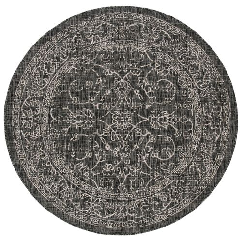 Tapis Rond Courtyard 160 X 160 Cm Géométrique Rosalie Noir / Ivoire