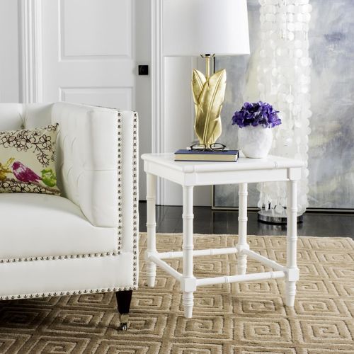 Table D'appoint Sylva Blanc Bois Embouti 50 X 50 X 56 Cm