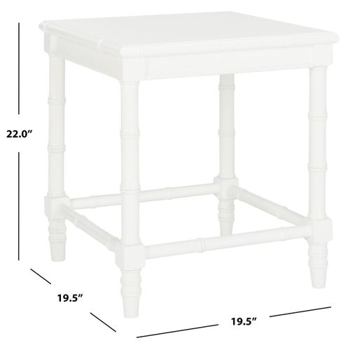 Table D'appoint Sylva Blanc Bois Embouti 50 X 50 X 56 Cm