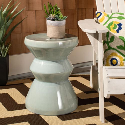 Tabouret De Jardin Simona Bleu Ceramique 36 X 36 X 45 Cm