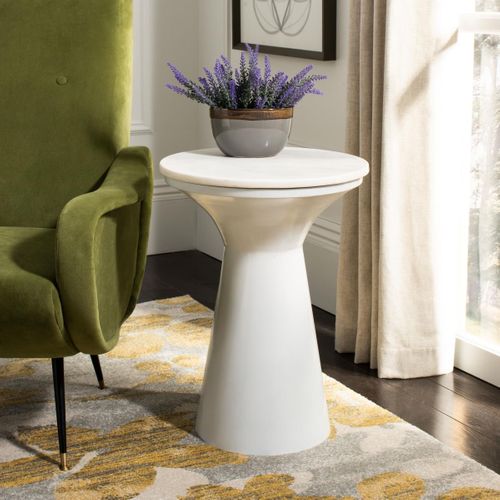 Table D'appoint Lulla Blanc Metal/marbre 41 X 41 X 56 Cm