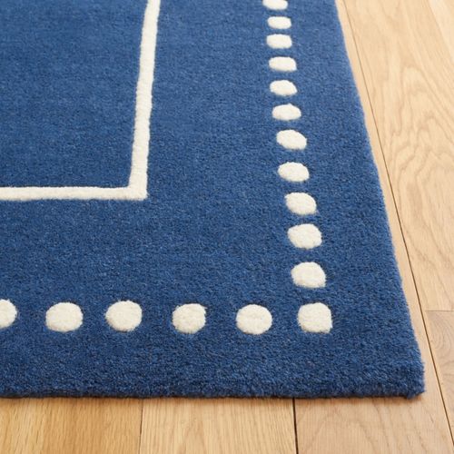 Tapis Bella 61 X 91 Cm Bordure En Pointilles Galilea Bleu Marine / Ivoire