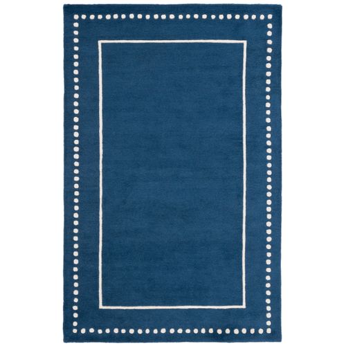Tapis Bella 61 X 91 Cm Bordure En Pointilles Galilea Bleu Marine / Ivoire