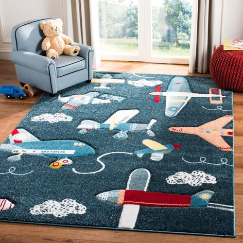 Tapis Carousel Kids 201 X 274 Cm Contemporain Layla Marine / Ivoire