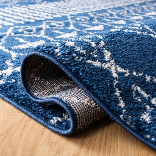 Tapis Tulum 61 X 213 Cm Bohémien Harmony Marine / Ivoire