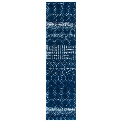 Tapis Tulum 61 X 213 Cm Bohémien Harmony Marine / Ivoire