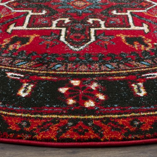 Tapis Rond Vintage Hamadan 91 X 91 Cm De Transition Henley Red / Multi