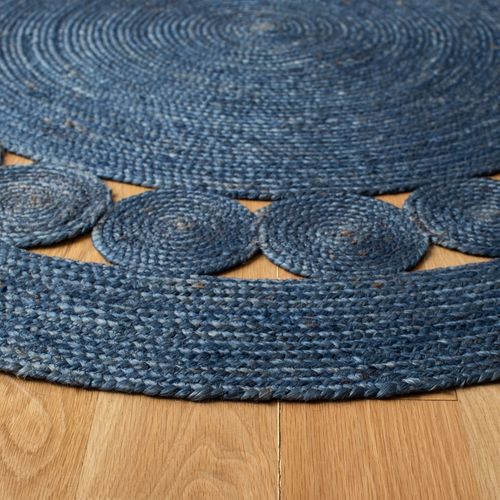 Tapis Fibre Naturelle 91 X 91 Cm Contemporain Estelle Bleu Marine