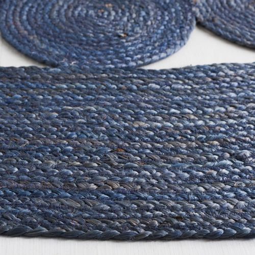 Tapis Fibre Naturelle 91 X 91 Cm Contemporain Estelle Bleu Marine