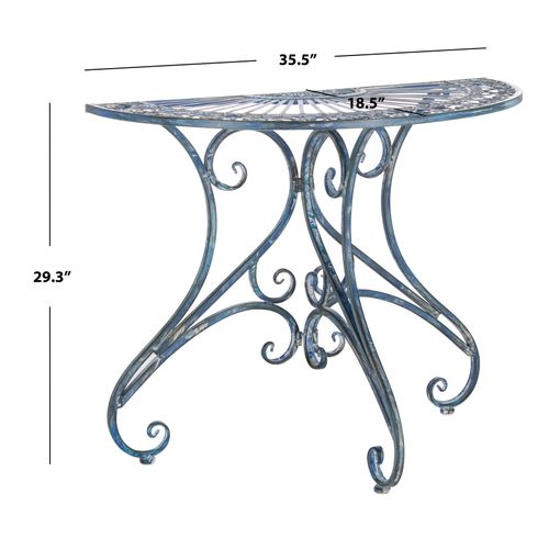 Table D'appoint Pour L'exterieur Annalise Bleu Le Fer 47 X 90 X 75 Cm