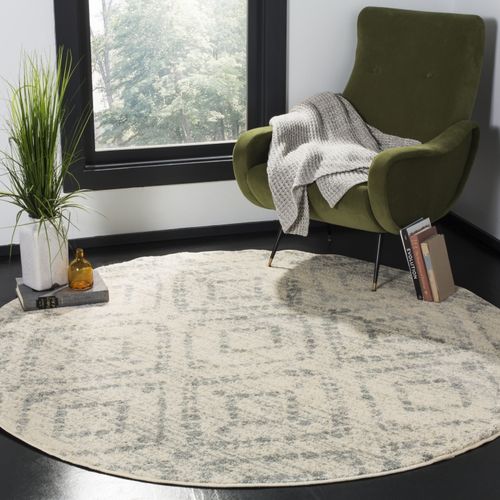Tapis Rond Adirondack 122 X 122 Cm Moderne Murray Ivory / Light Blue
