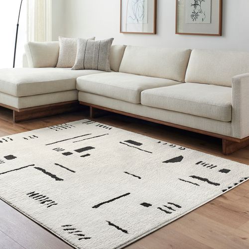 Tapis Scandinave Moderne Ivoire/noir 200x275 Cm Rita