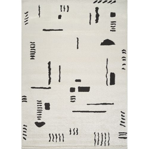 Tapis Scandinave Moderne Ivoire/noir 200x275 Cm Rita