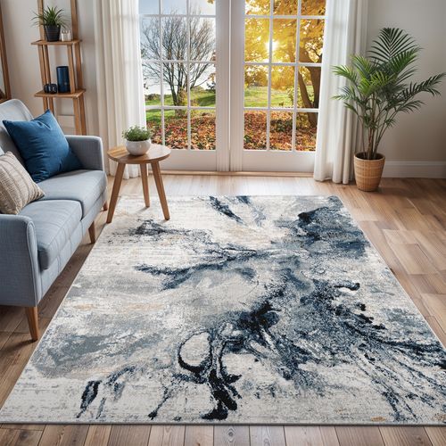 Tapis Abstrait Moderne Bleu/gris 200x275 Cm Emma