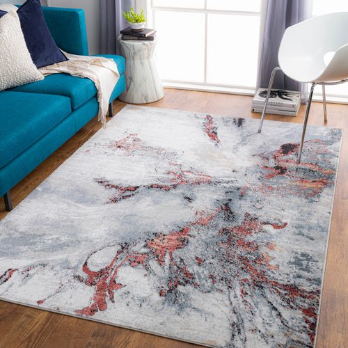 Tapis Abstrait Moderne Gris/rouge 160x220 Cm Emma
