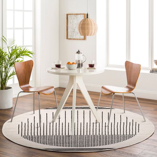 Tapis Rond Scandinave Moderne Blanc/noir  Ø 160 Cm Enso