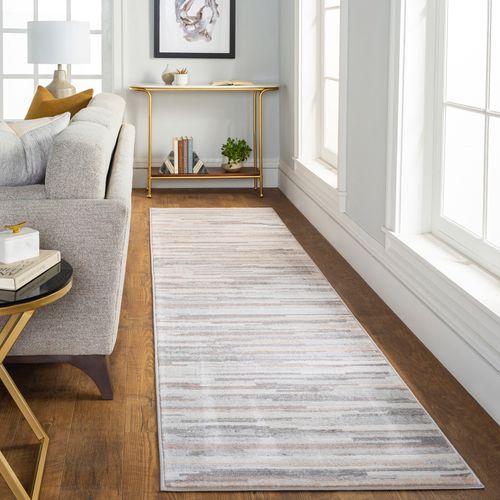 Tapis Couloir Scandinave Moderne Blanc/marron 80x220 Cm Olivia