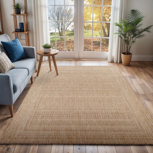 Tapis ZIZUR Beige Aspect Jute – 200x290 Cm, Polypropylène, Intérieur/extérieur – Facile à Nettoyer