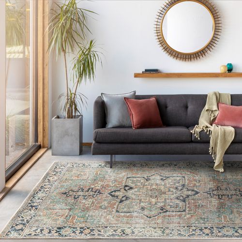 Tapis Vintage Lavable En Machine Rouge/bleu 200x275 Cm Dido