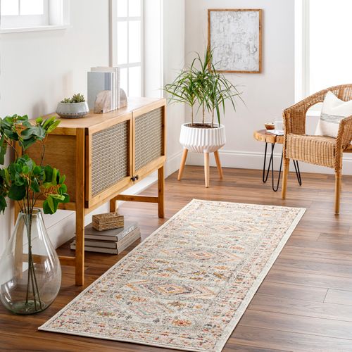 Tapis De Couloir Scandinave Bohème Multicolore/rose 80x220 Cm Evelyn