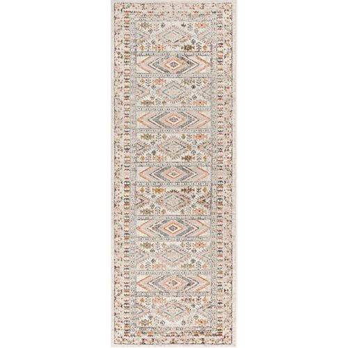 Tapis De Couloir Scandinave Bohème Multicolore/rose 80x220 Cm Evelyn