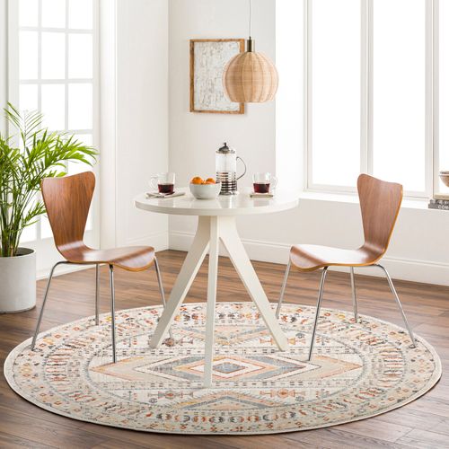 Tapis Rond Scandinave Bohème Multicolore/rose Ø 160 Cm Evelyn