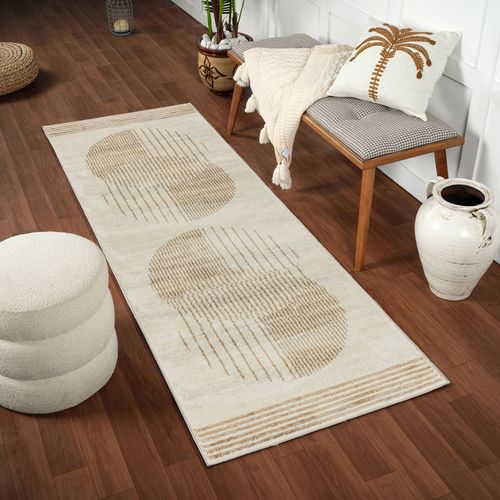 Tapis De Couloir Scandinave Moderne Beige/brun 80x220 Cm Enso2