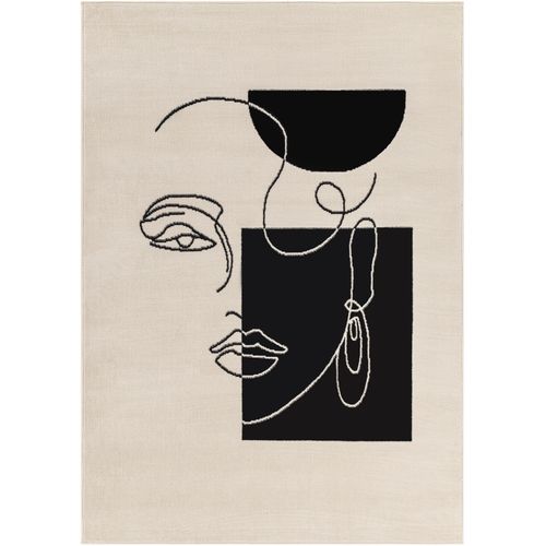 Tapis Scandinave Bohème Blanc/noir 152x213 Cm Francesca