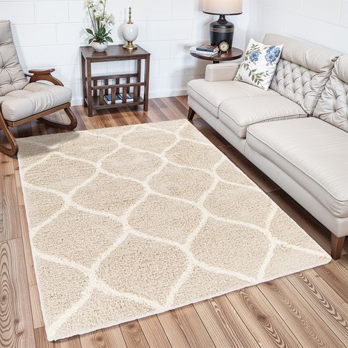 Tapis Shaggy Oriental Blanc/beige 160x220 Cm Judy