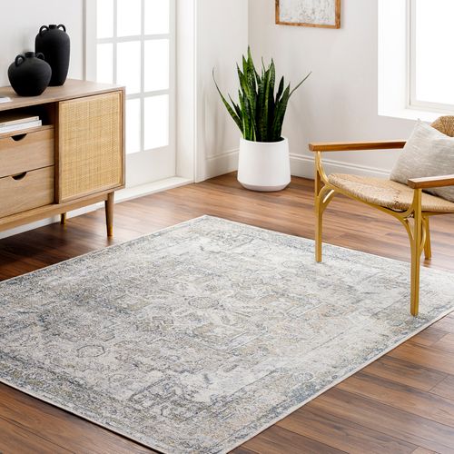 Tapis Vintage Lavable En Machine Gris/bleu 160x213 Cm Vivian