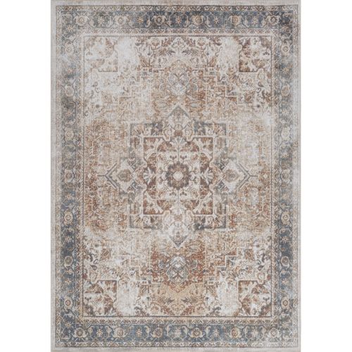 Tapis Vintage Lavable En Machine Marron/ivoire 200x275 Cm Alora