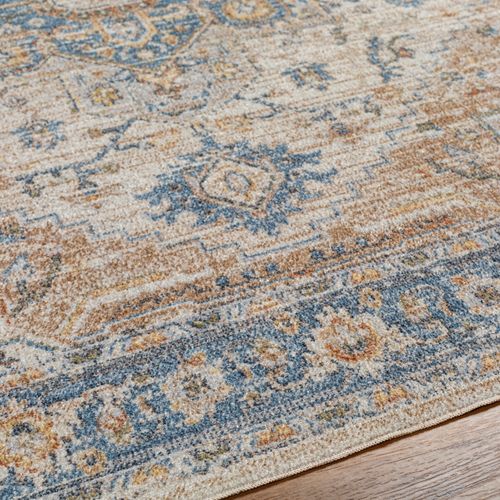 Tapis Vintage Lavable En Machine Marron/bleu 200x275 Cm River
